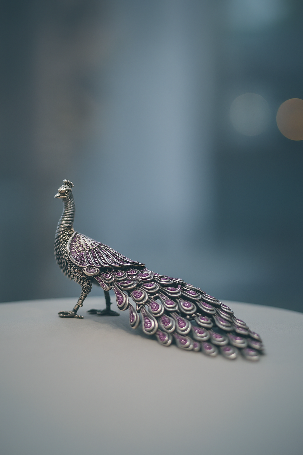 Royal Peacock Figurine in Sterling Silver