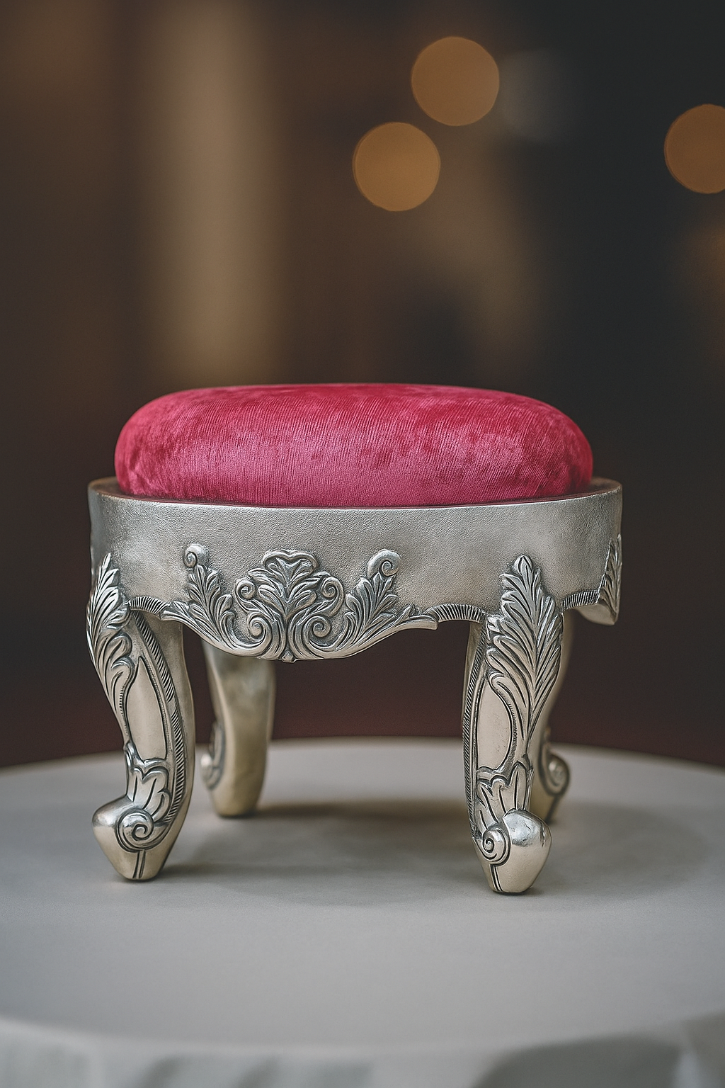 Royal Velvet Silver Stool