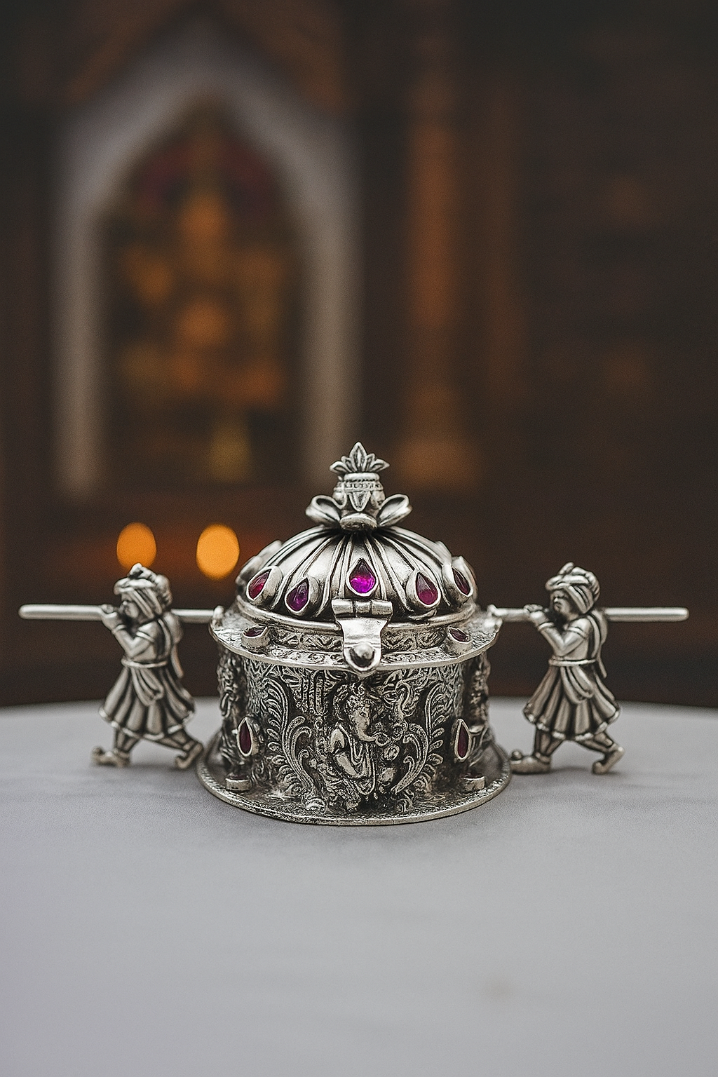 Royal Silver Palanquin Ganesha Idol