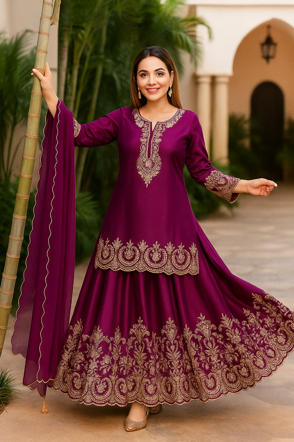 Royal Plum Embroidered Anarkali Set image 4