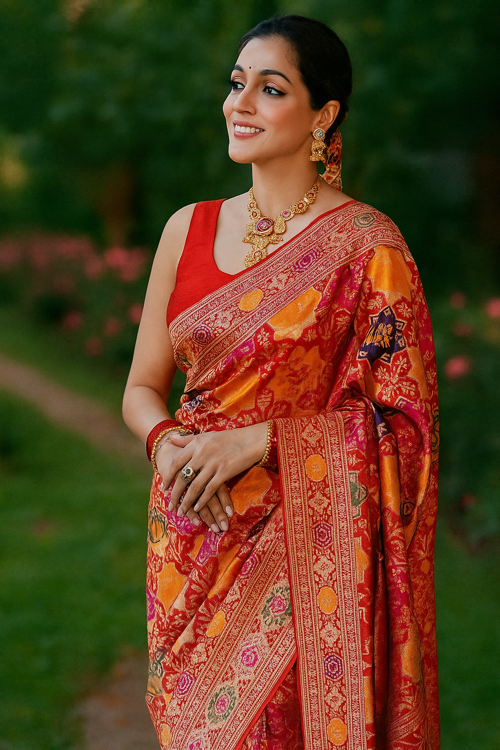 Kanchipuram Patola Fusion Silk Saree