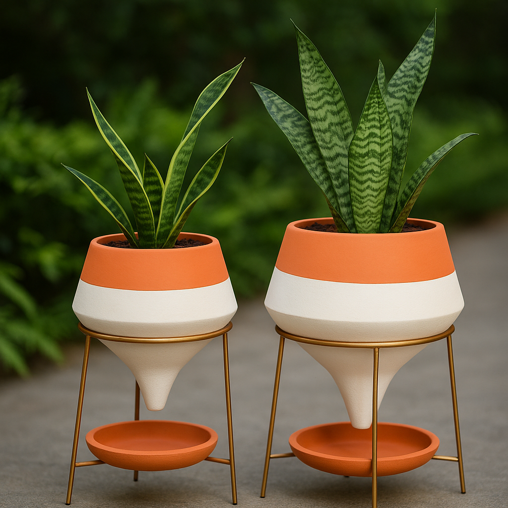 Cone Planter Set with Gold Metal Stands image 2