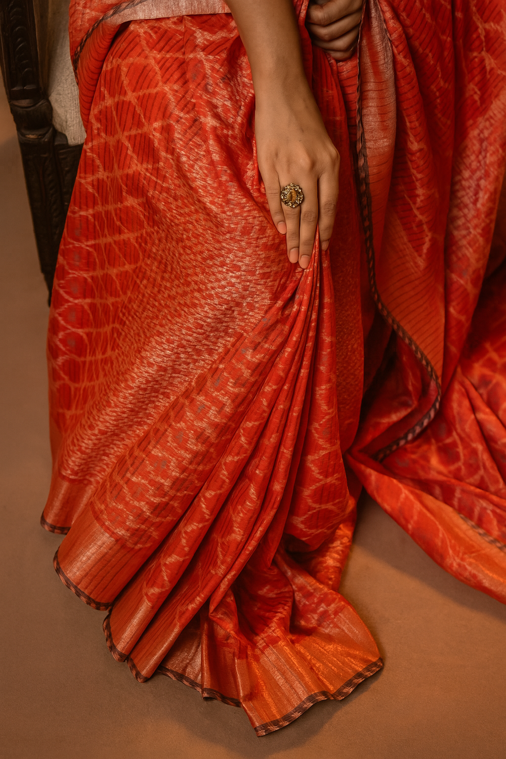 Silk Red Ikat Saree