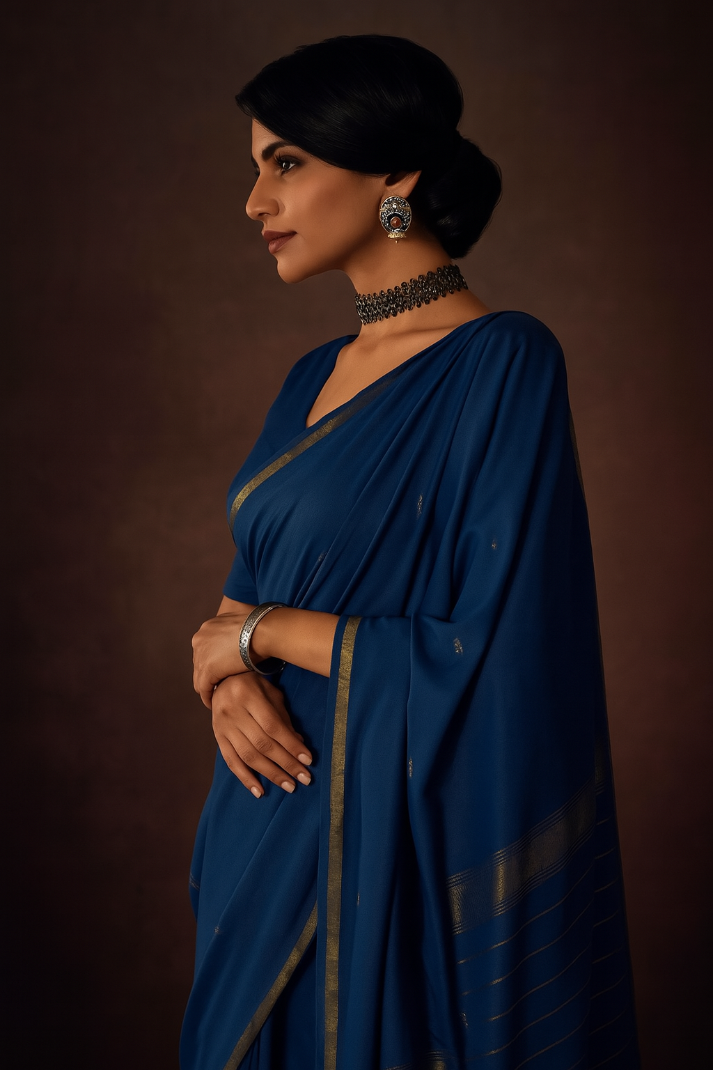 Sapphire Blue Elegance – Handwoven Eri Silk Saree
