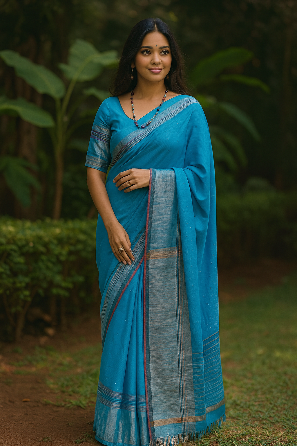 Azure Bliss Pure Handloom Cotton Saree