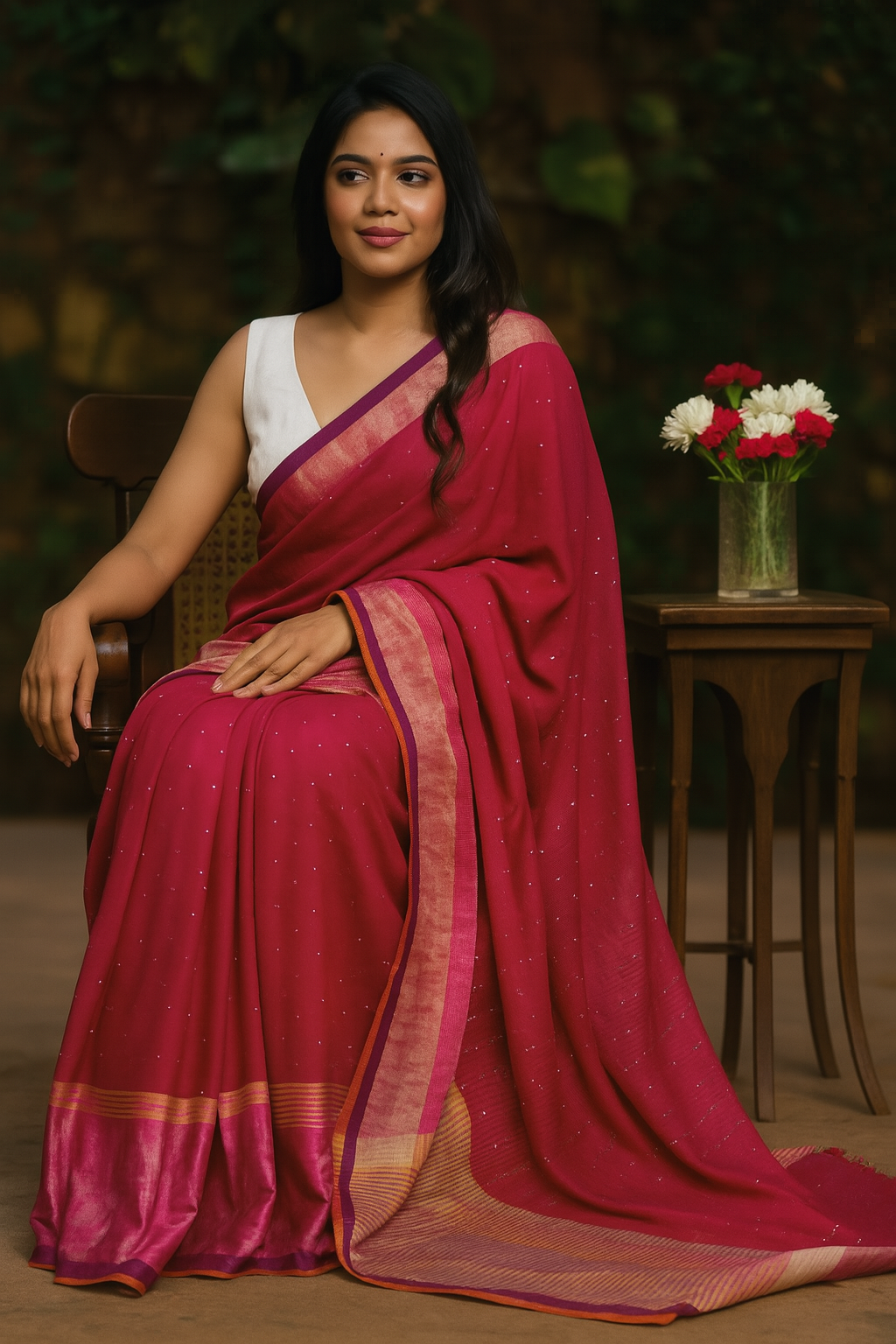 Magenta Handwoven Saree