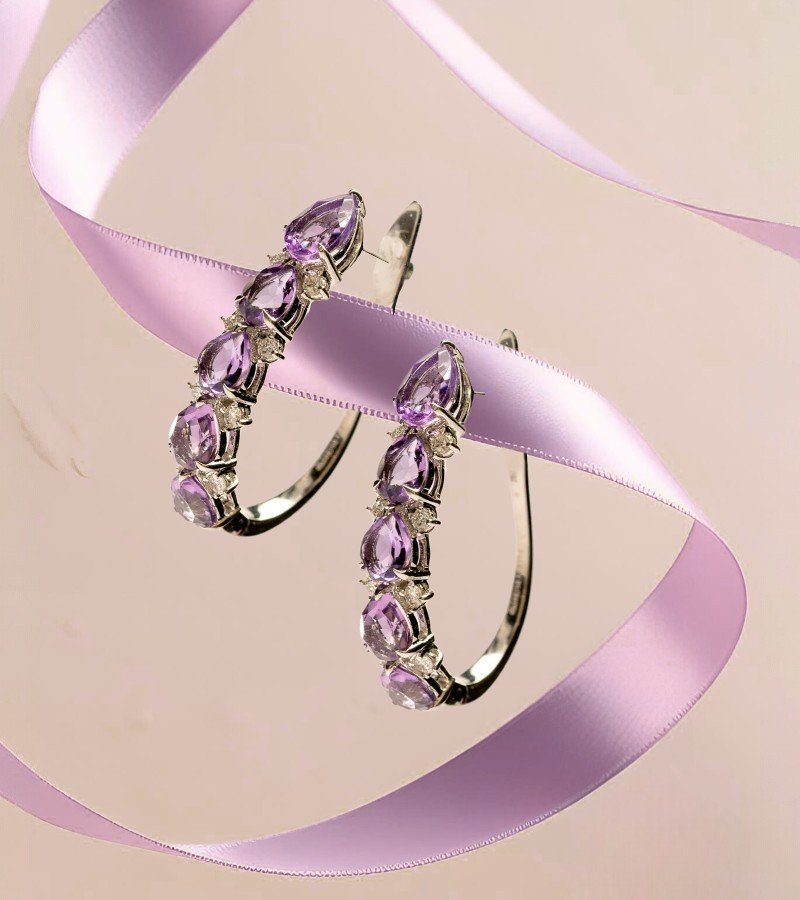 18k White Gold Hoops image 3