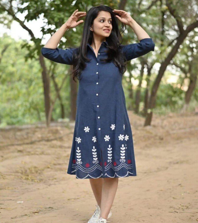 Pure Cotton Embroidered One Piece Style Kurta image 3