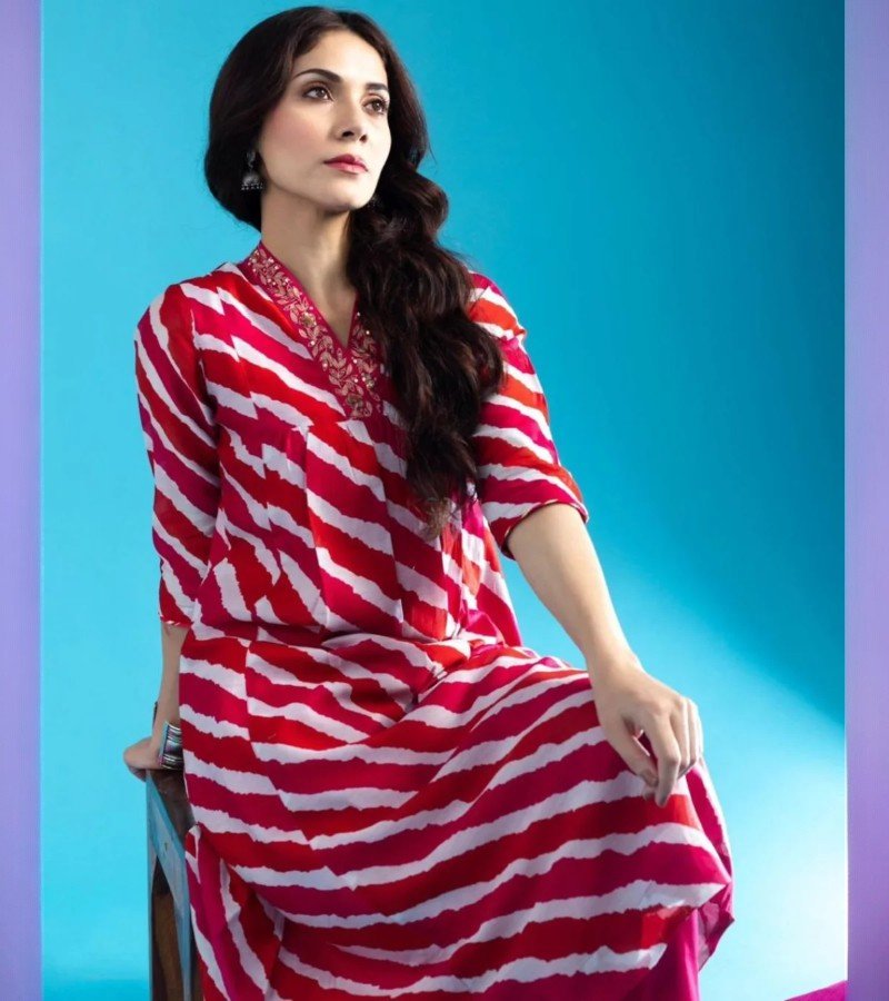 Leheriya Printed Kurta with Bottom Set image 2