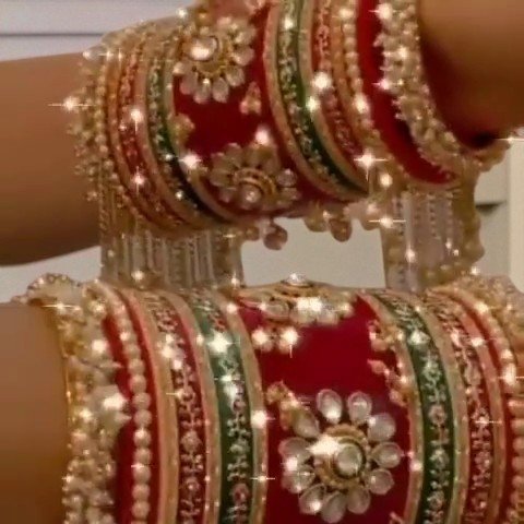 Royal Rajasthani Bridal Chooda Set with Pearl Hangings image 4