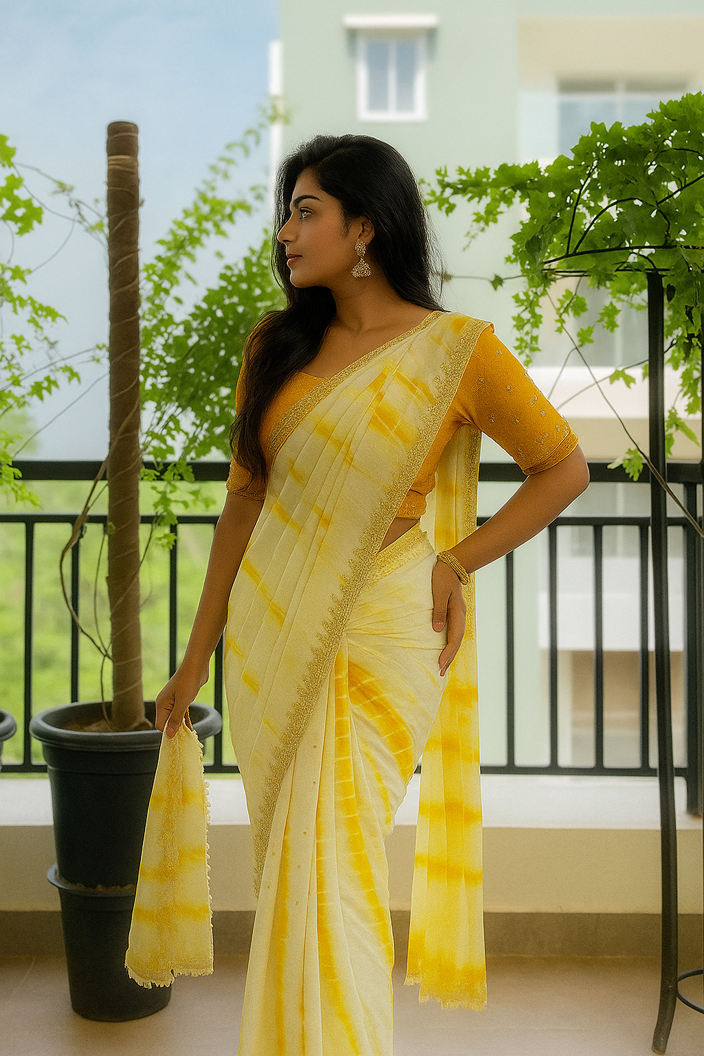 Sunshine Yellow Handcrafted Tie-Dye Saree