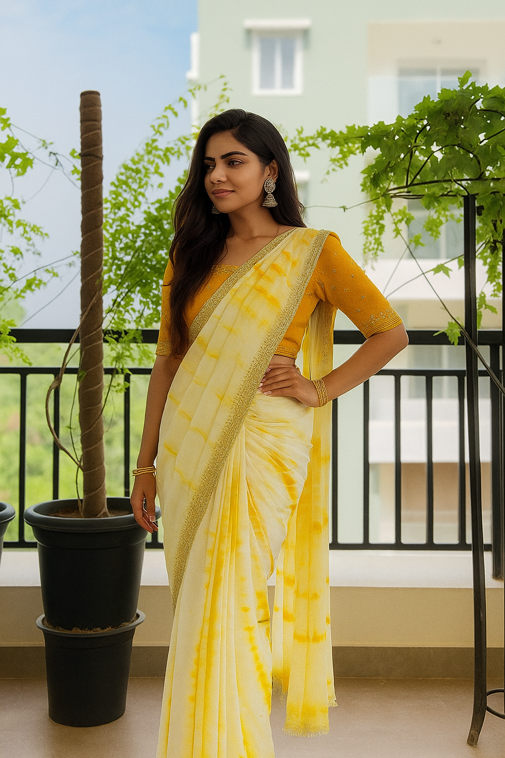Sunshine Yellow Handcrafted Tie-Dye Saree image 3