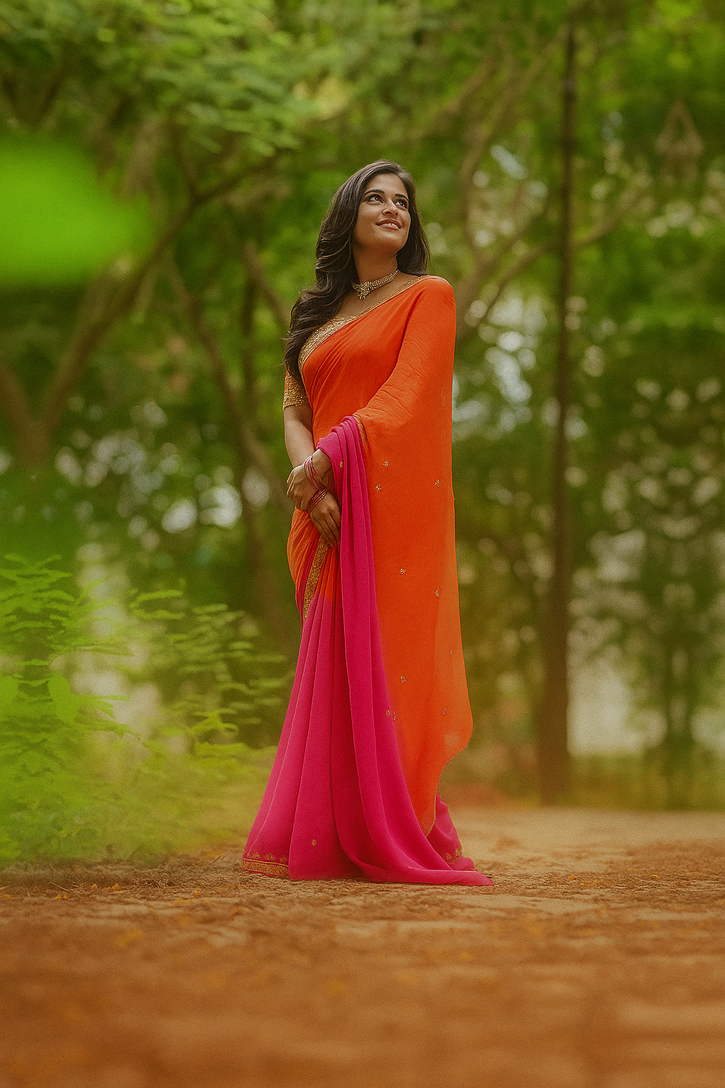 Sunset Bloom Dual-Shade Georgette Saree image 4