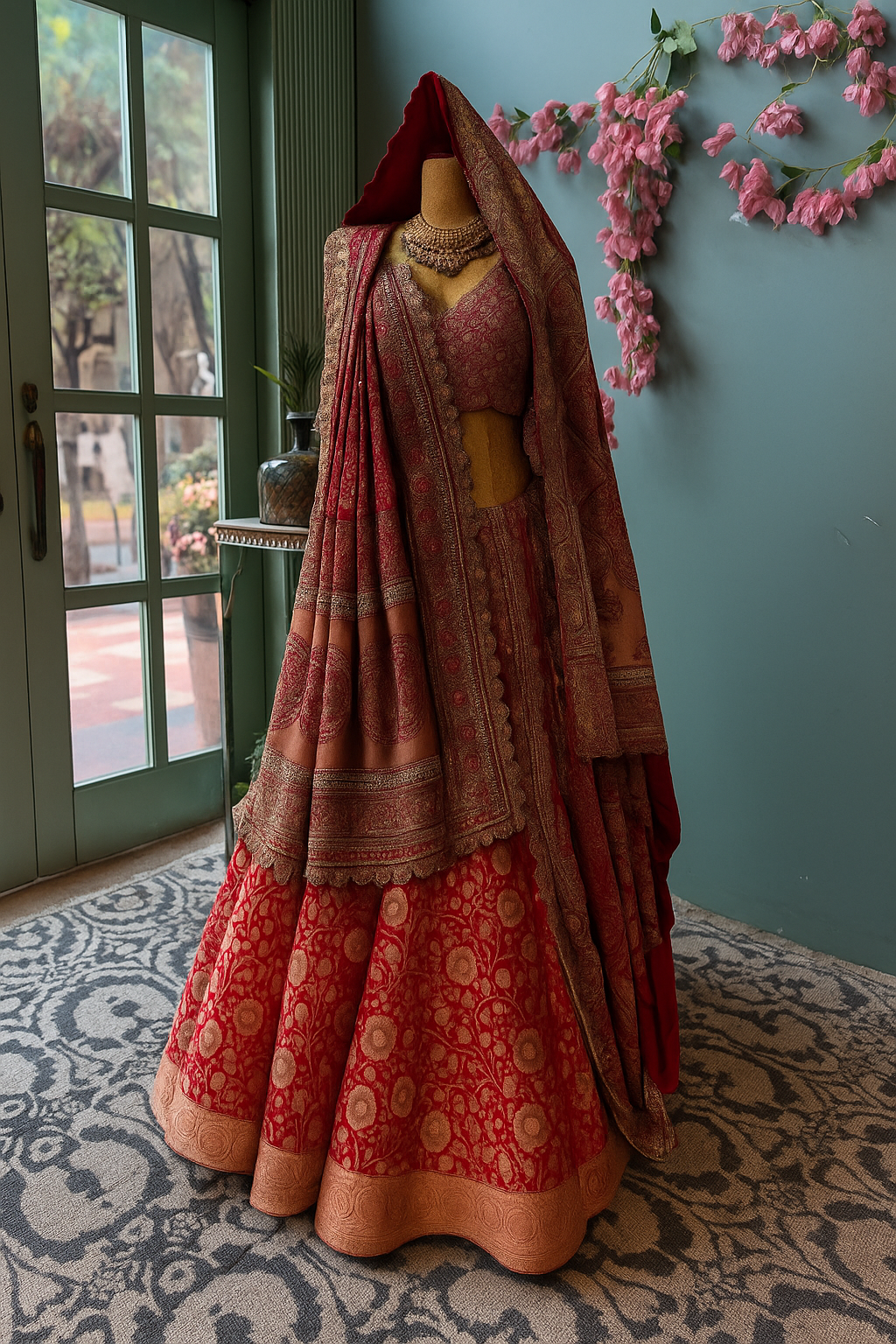 Regal Maroon Banarasi Bridal Lehenga