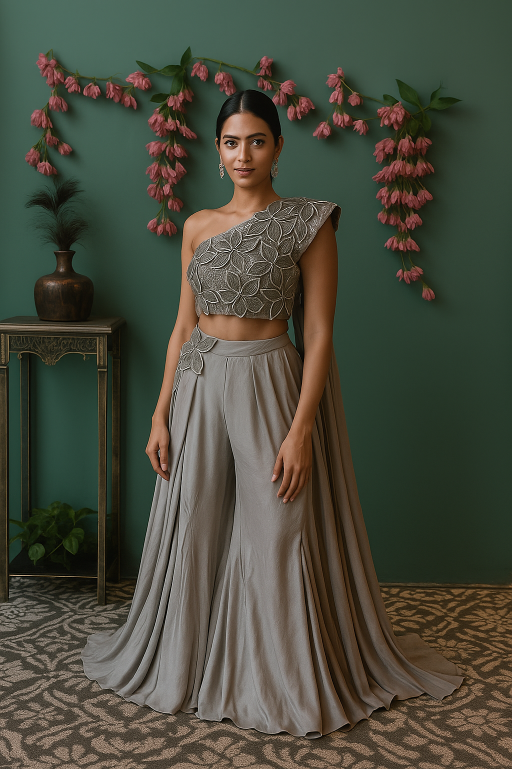 Modern Elegance Draped Gown Ensemble image 2