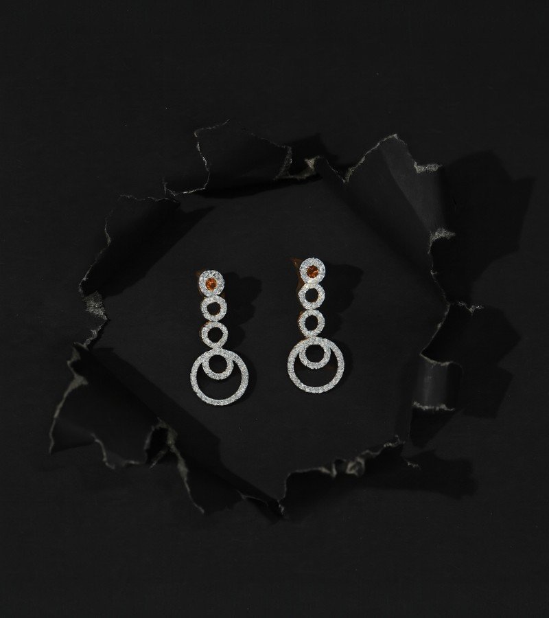 Celestial Circle Diamond Drop Earrings