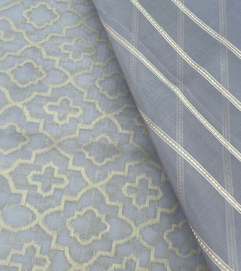 Grey Handloom Banarasi Kora Saree