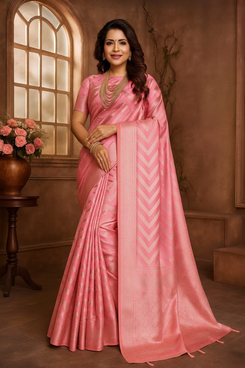 Elegant Sky Blue &amp;amp; Silver Soft Silk Saree