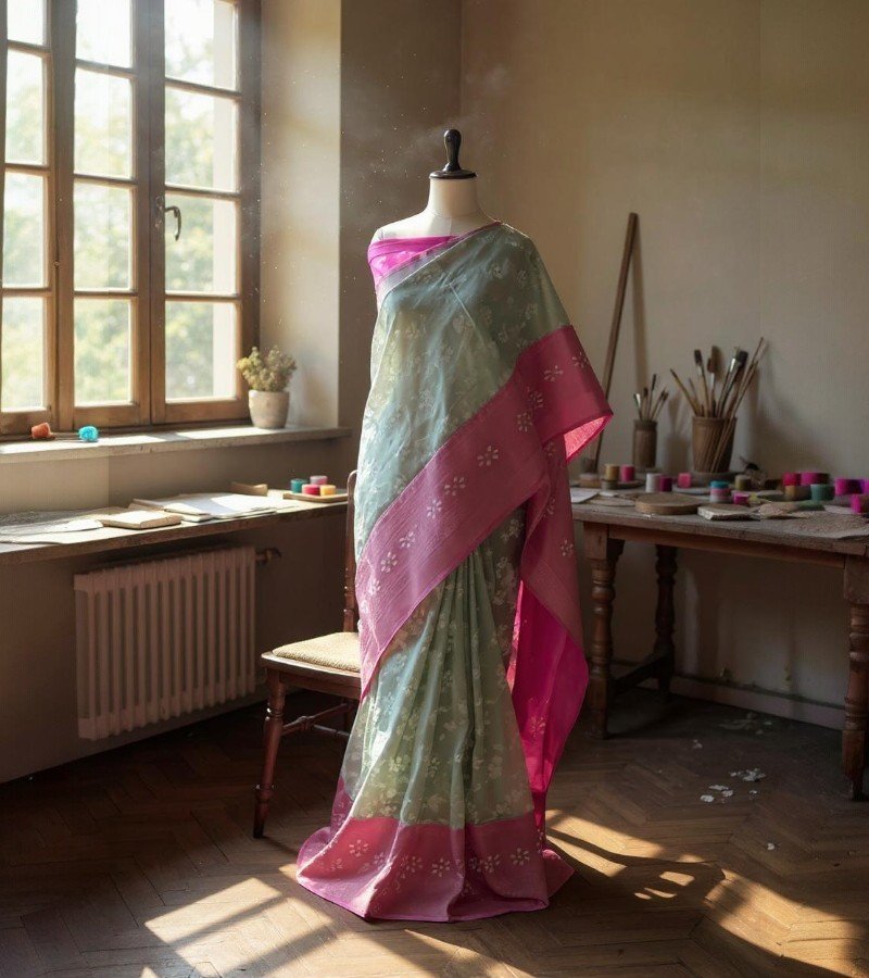 Handwoven Banarasi Ektara Silk Saree