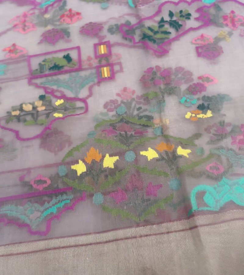 Handwoven Banarasi Cotton Jamdani Saree image 3