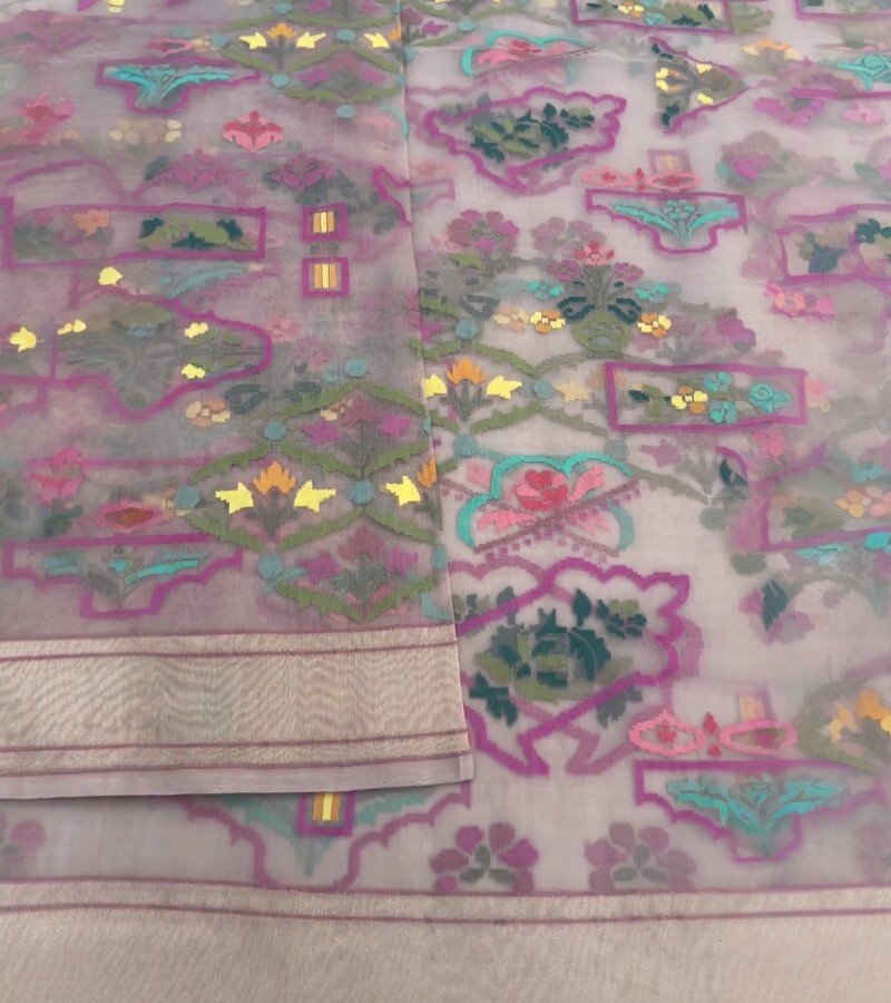 Handwoven Banarasi Cotton Jamdani Saree image 4