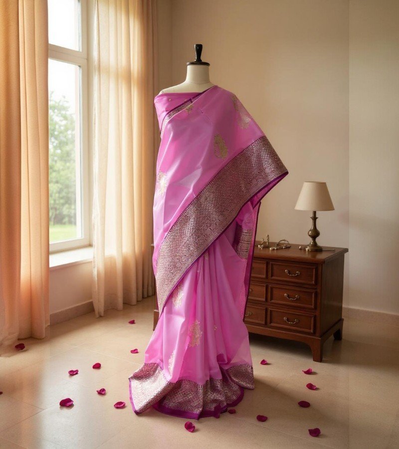 Handwoven Banarasi Kora Saree