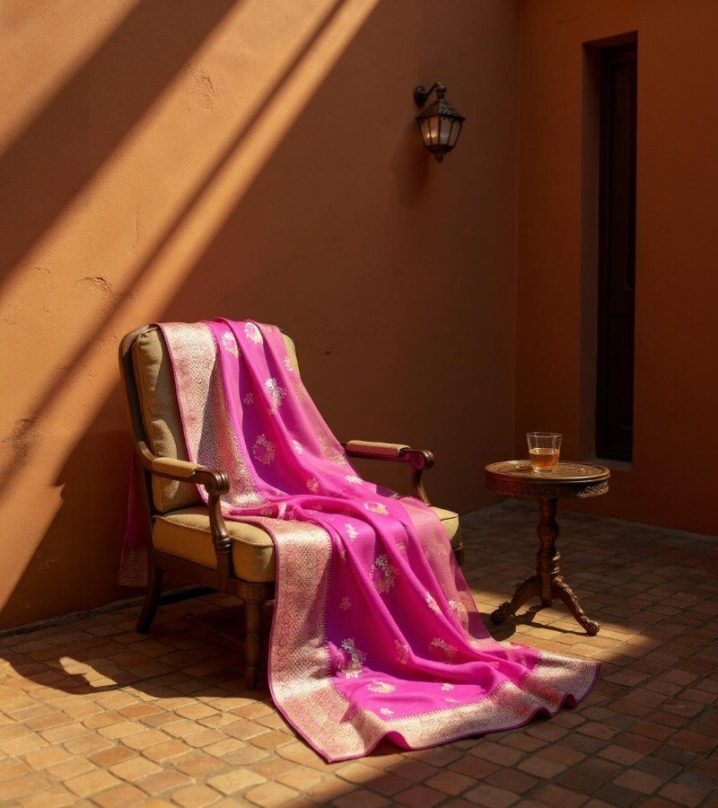 Handwoven Banarasi Kora Saree image 2