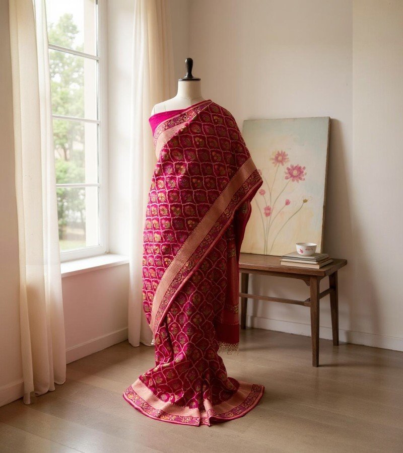 Handwoven Red Banarasi Katan Silk Saree