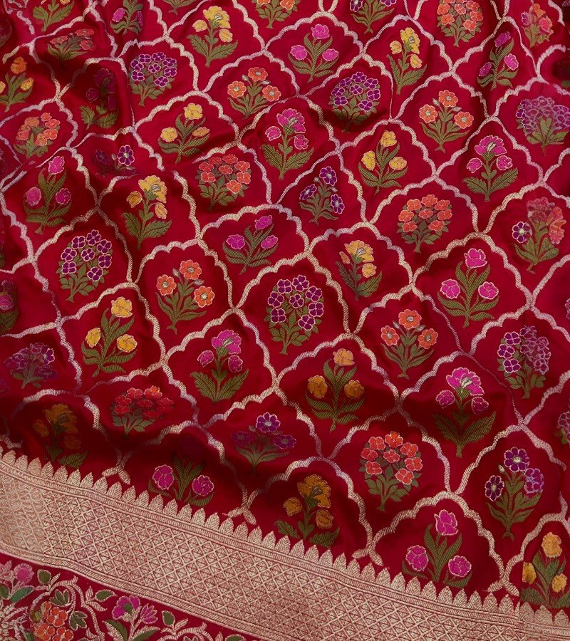 Handwoven Red Banarasi Katan Silk Saree image 3
