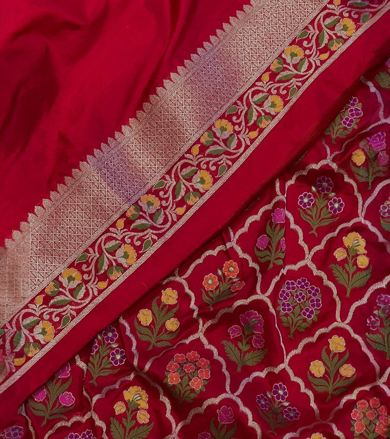 Handwoven Red Banarasi Katan Silk Saree image 4