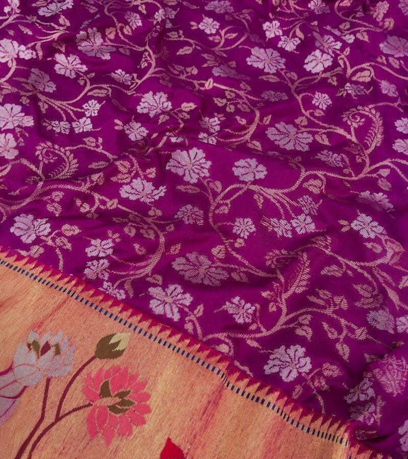 Purple Banarasi Katan Silk Saree