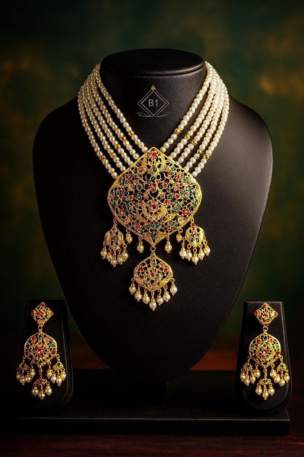 Regal Kundan Pearl Choker Necklace Set