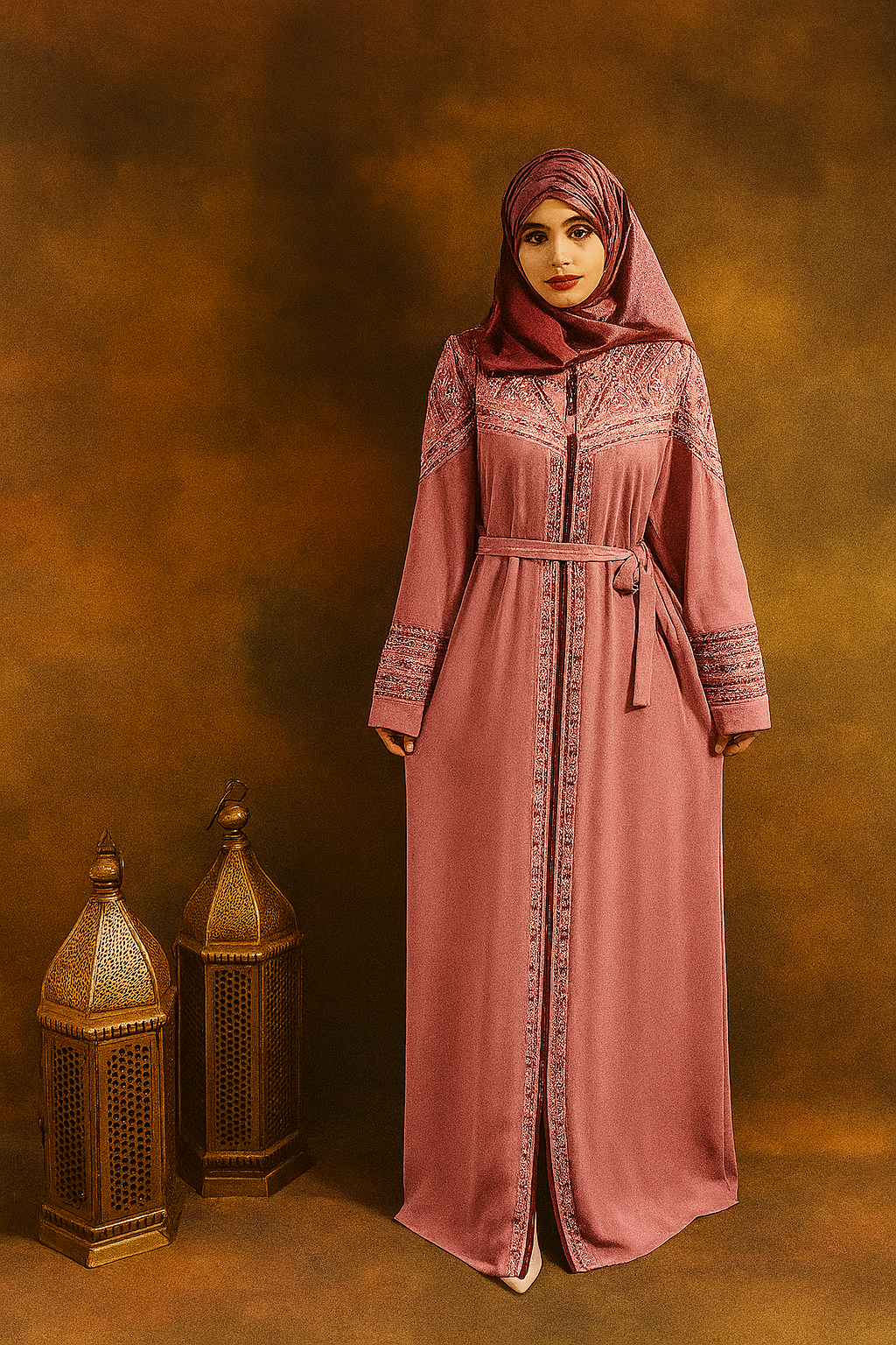 Rosewood Elegance Embroidered Abaya