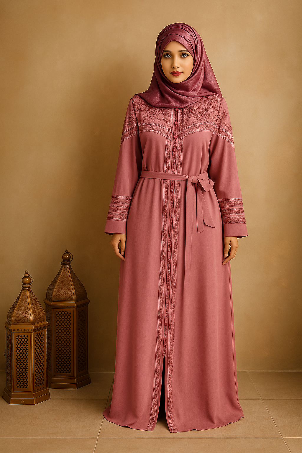 Rosewood Elegance Embroidered Abaya image 2