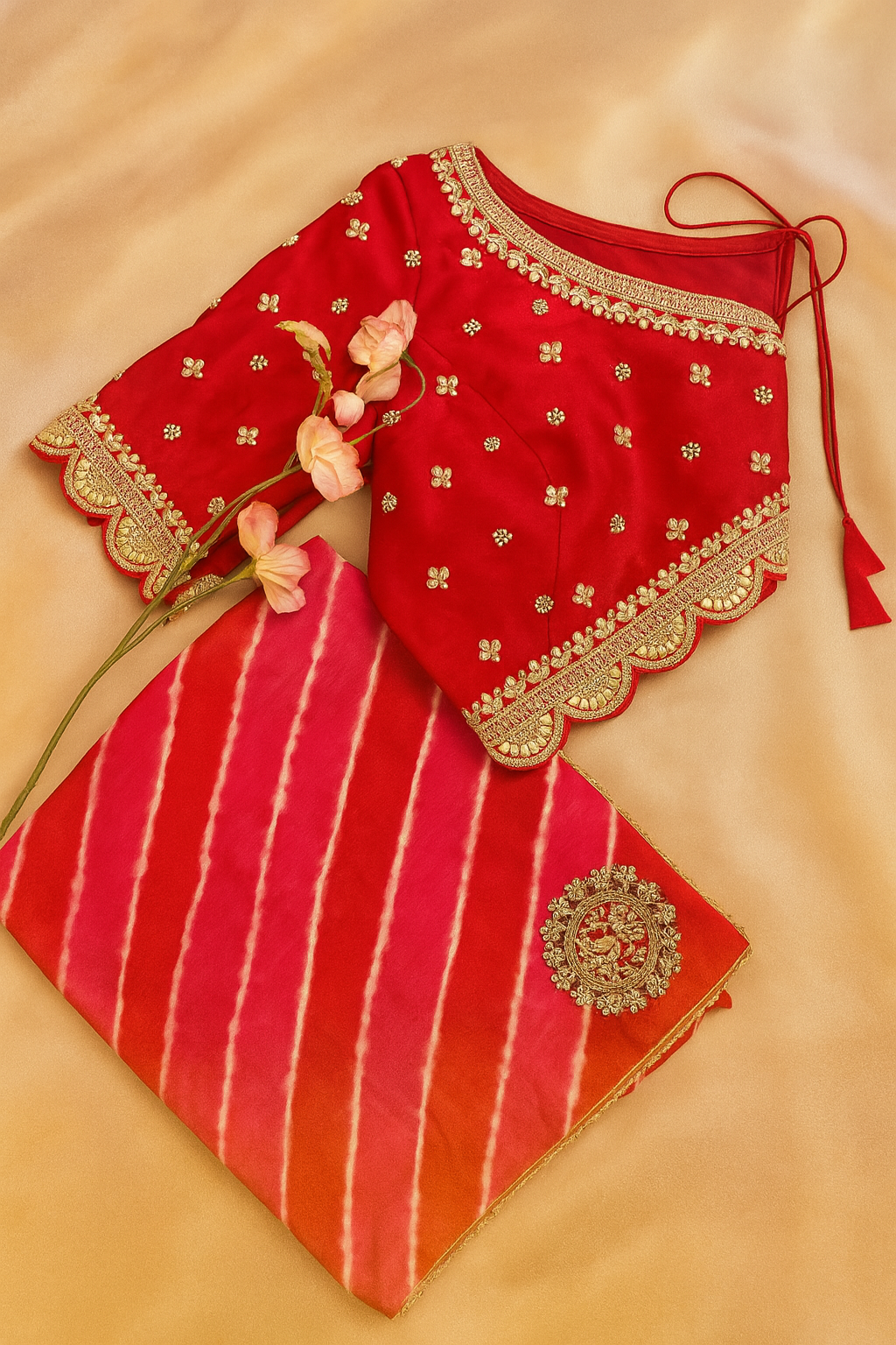 Ruby Radiance Bandhani Embroidered Suit Set image 2