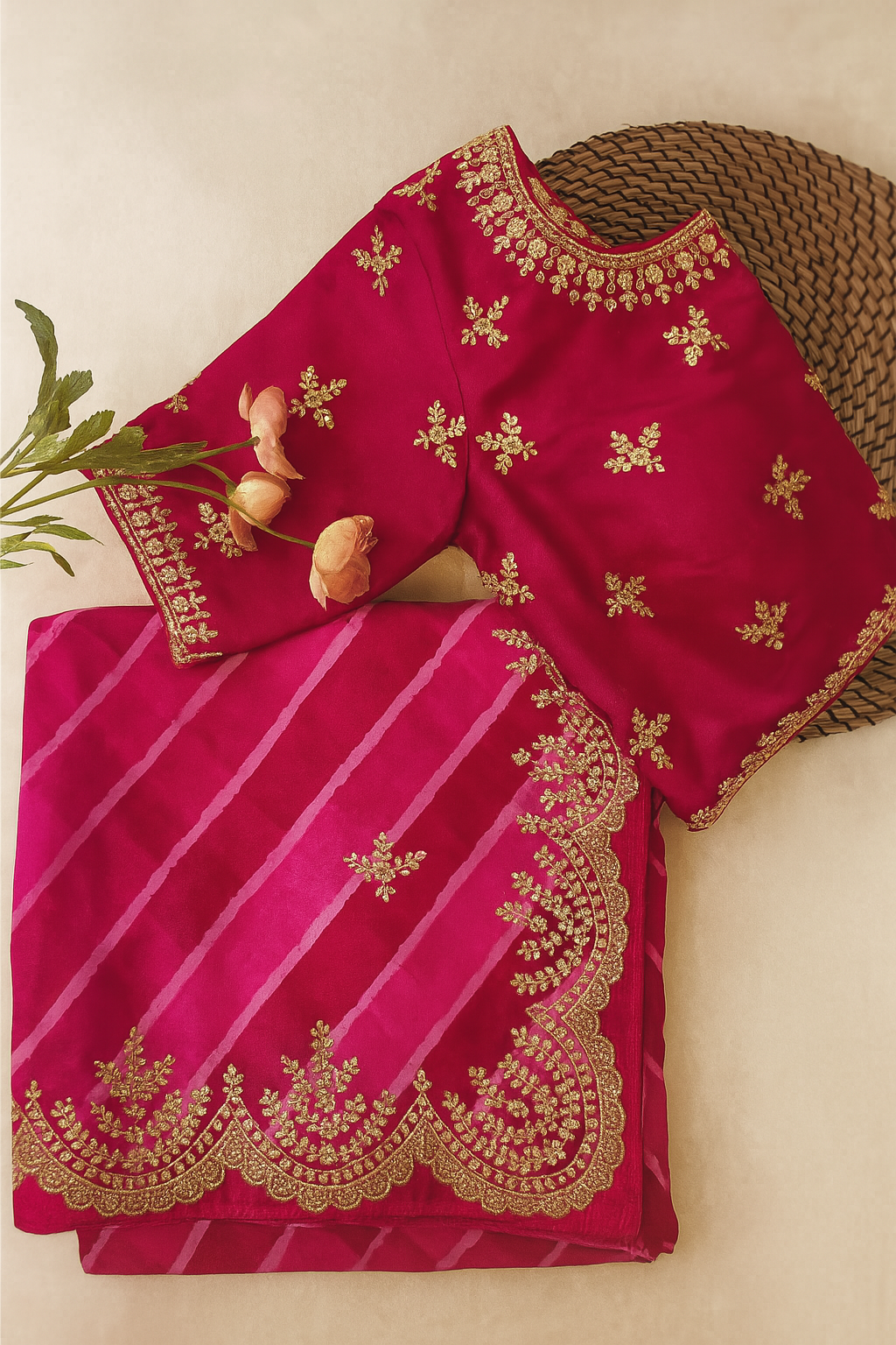 Ruby Radiance Bandhani Embroidered Suit Set image 3
