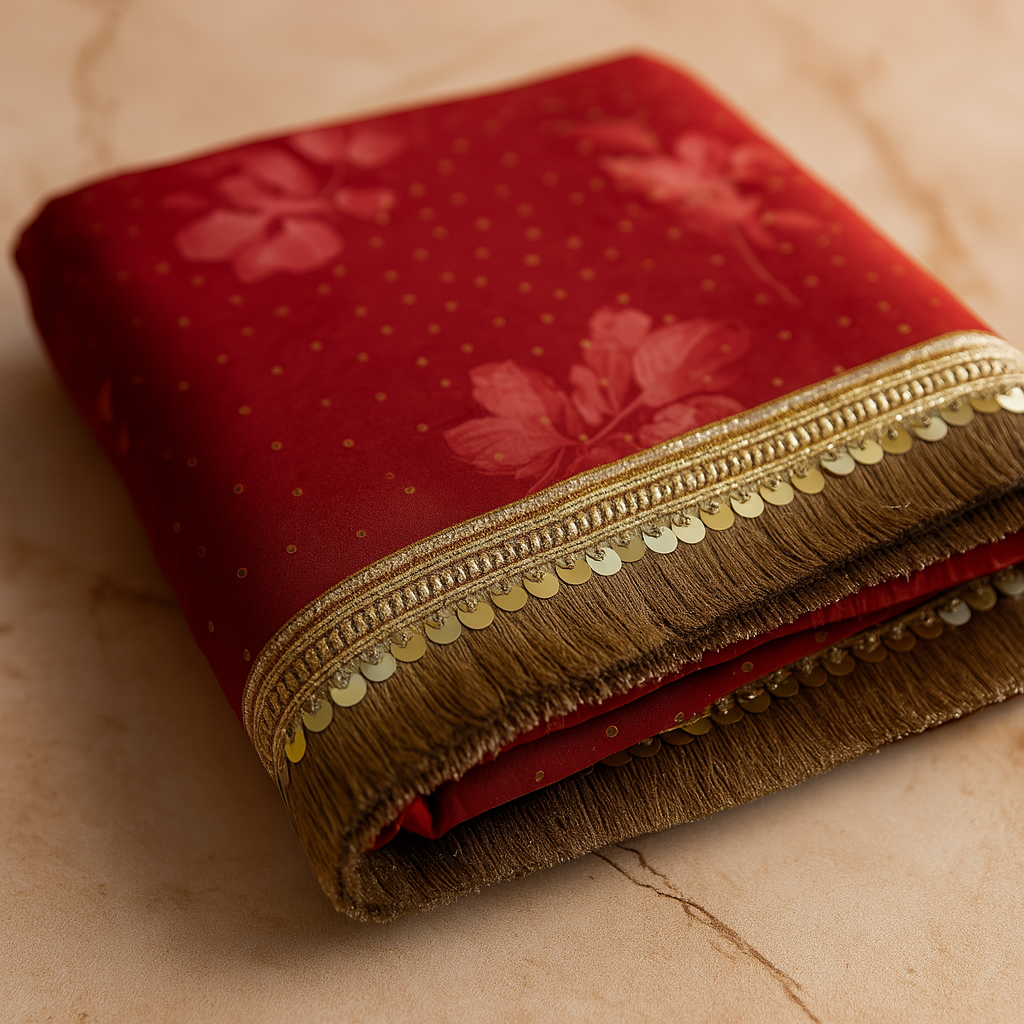 Scarlet Blossom Sequin Border Saree image 4