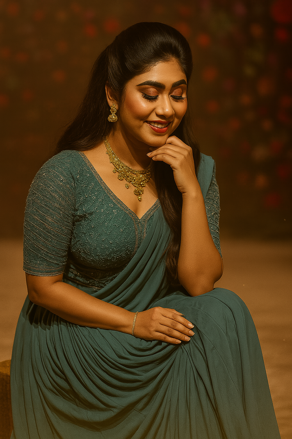 Ocean Teal Drape Lehenga Set