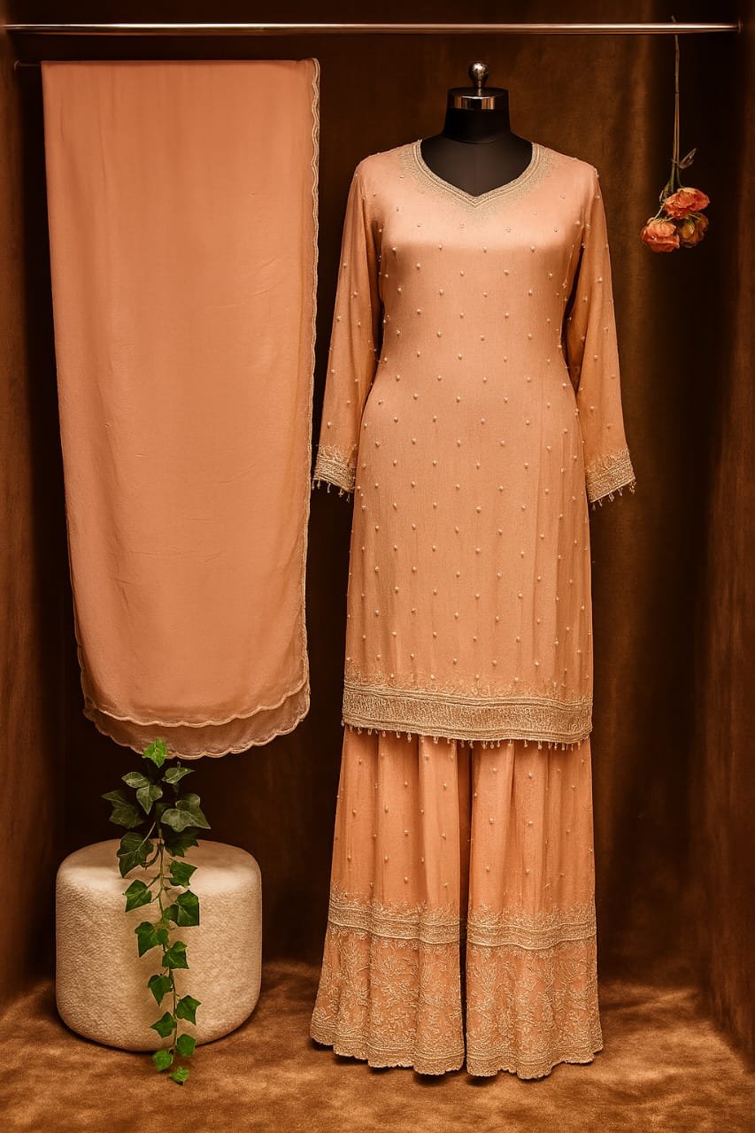 Regal Embroidered Pakistani Palazzo Suit Set image 3