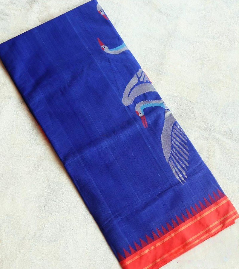Royal Blue Ikat Crane Motif Handloom Saree image 3