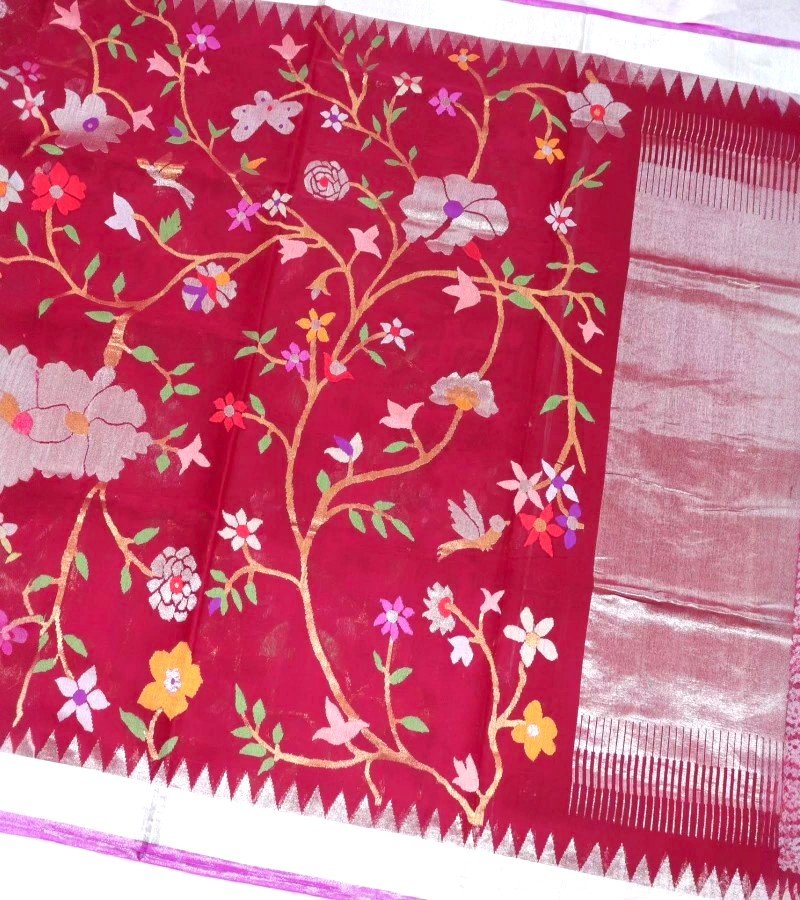 Ruby Garden Handloom Cotton Saree image 3