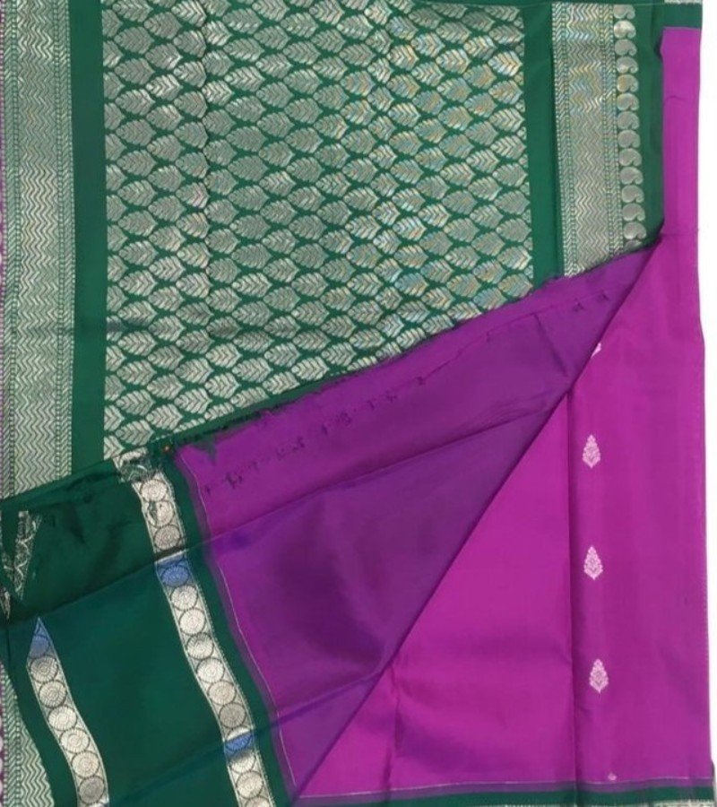 Royal Purple &amp; Green Kanjivaram Silk Saree image 2